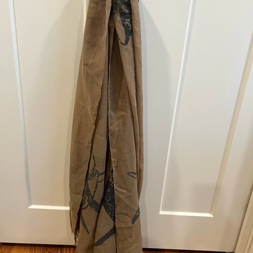 Shark Print Tan and Blue Scarf